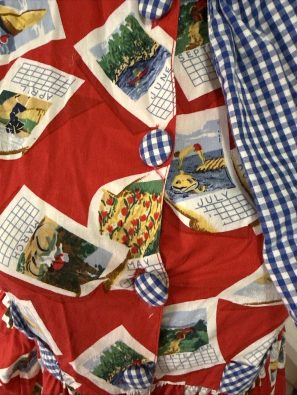 Vintage Cottontail Originals Kelsey’s Dress calendar blue gingham 33x31X38 Kid14 - Picture 3 of 10